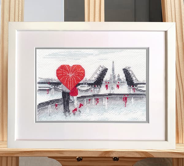Broderikit Oven "Sketcher - Regn og bro" 15x10 cm