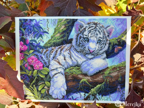 Broderikit Merejka K-260 - "Hvid tiger" 37x29 cm