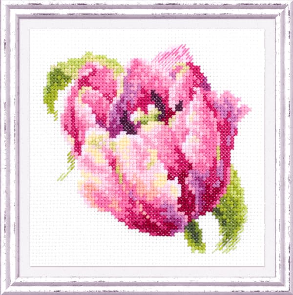 Broderisett Magic Needle "Rosa tulipan" 11x11 cm
