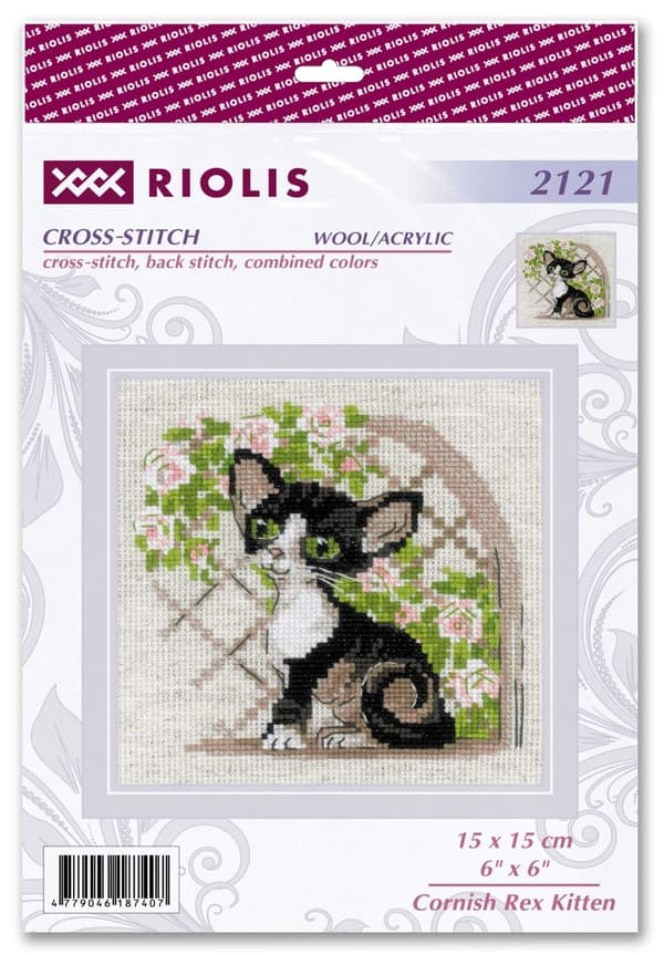Broderisett Riolis "Cornish Rex-kattunge" 15x15 cm