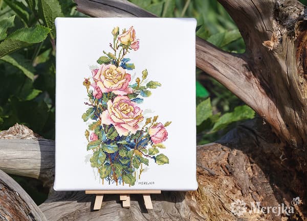 Broderikit Merejka K-154 - "Gule roser" 16x27,5 cm