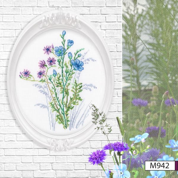 Broderikit RTO "Farverige blomster" 19x24 cm
