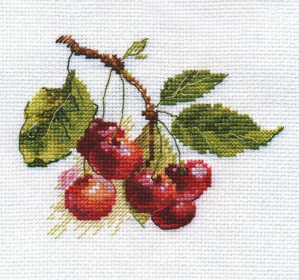 Broderikit Alisa "Körsbär" 11x8 cm