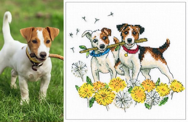 Broderikit RTO "Springer mod mælkebøtter" 15,5x13,5 cm