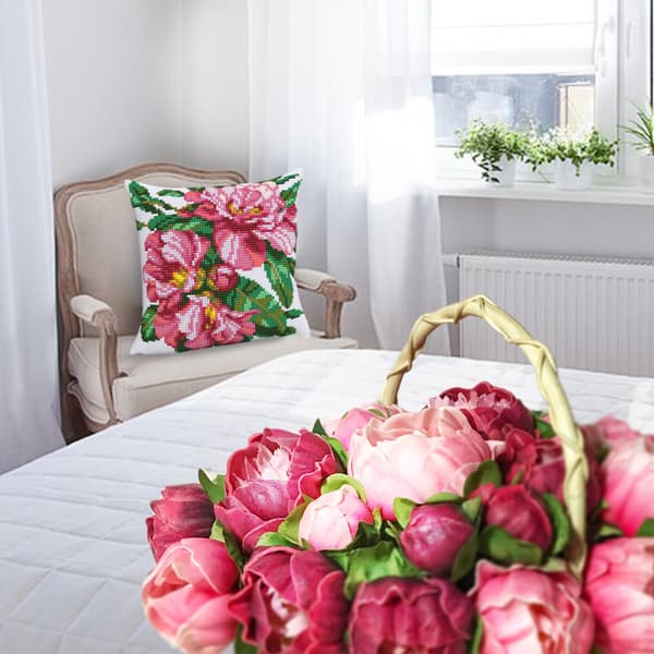 Broderikit Pude Collection D`Art 5488CC - "Azalea" 40x40 cm