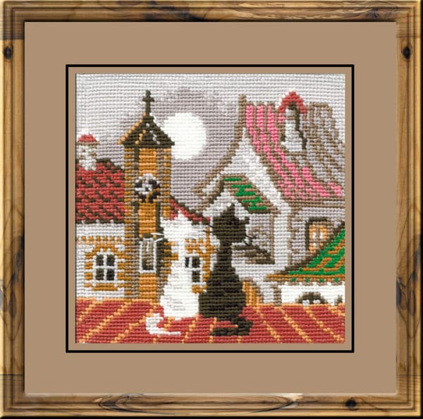 Broderikit Riolis "By & Katte Forår" 13x13 cm