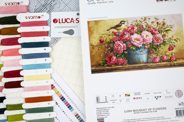 Broderikit Luca-S B7055 - "Luksuriøs blomsterbuket" 60x35 cm