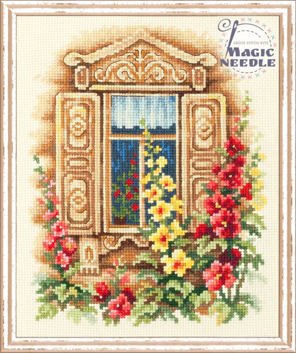 Broderikit Magic Needle "Smukt vindue" 16x20 cm