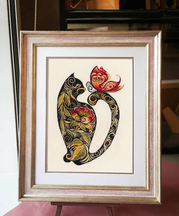 Broderisett Oven «Katt» 23x34 cm