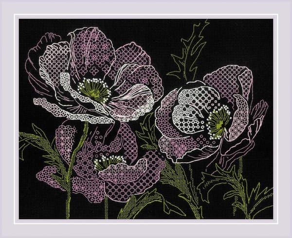 Broderikit Riolis "Spetsvallmo" 30x24 cm