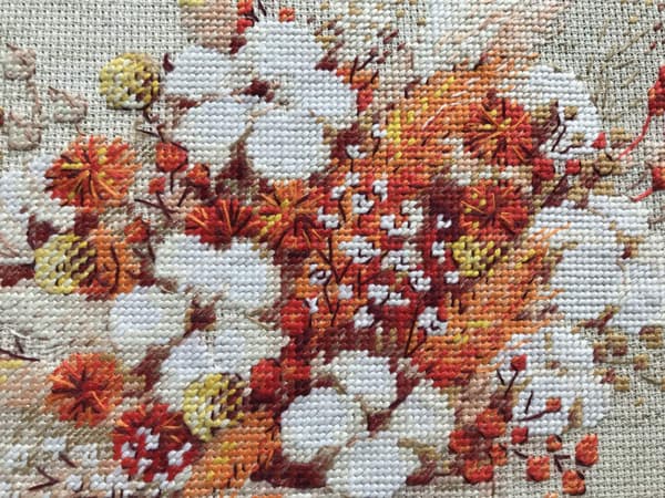Broderikit Riolis "Buket med lagurus og bomuld" 25x25 cm