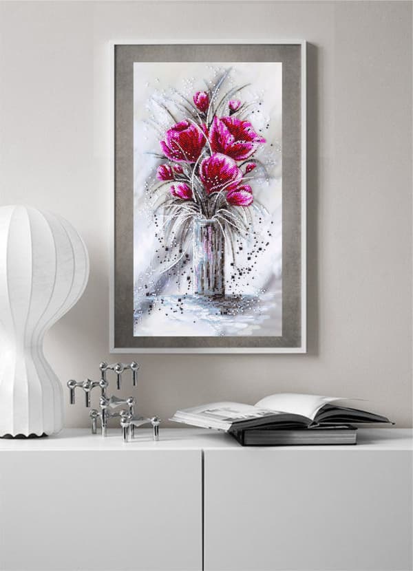 Perlebroderi Abris Art "Rød smaragd" 22x40 cm