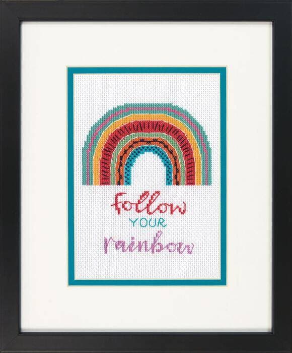 Broderikit Dimensions "Följ din regnbåge" 17.8x12.7 cm