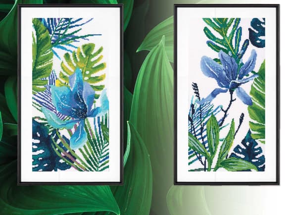 Broderikit RTO "Blå blomst" 20x40 cm