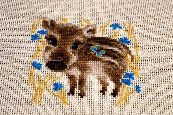 Broderikit Riolis "Lille vildsvin" 13x13 cm