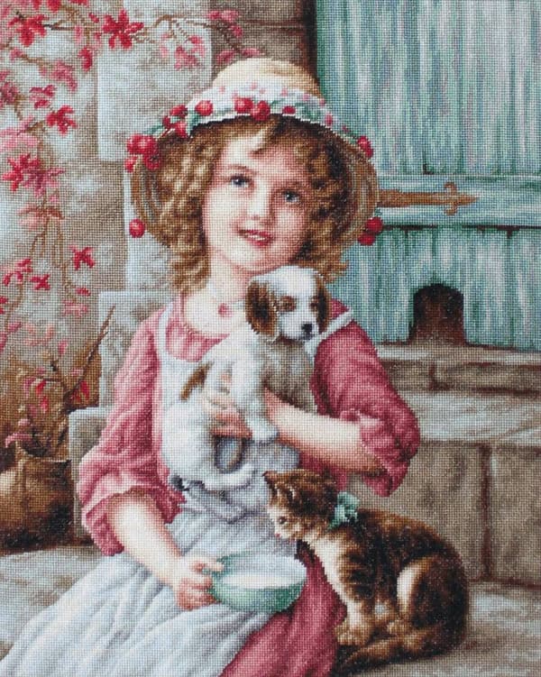 Broderikit Petit point Luca-S "Bedste venner" 22x27 cm