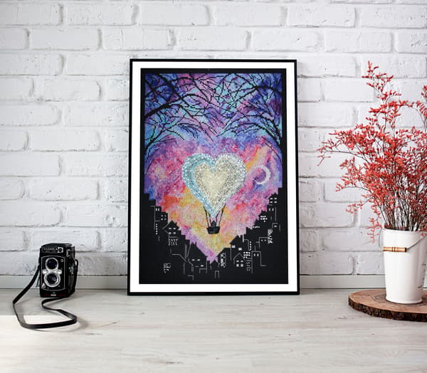 Broderikit Abris Art "Kærlighed i himlen" 23x33 cm