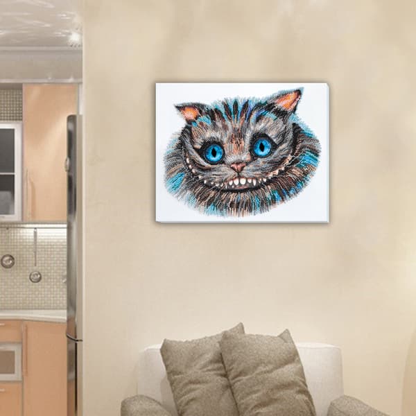 Perlebroderi Abris Art "Cheshirekatten" 32x27 cm
