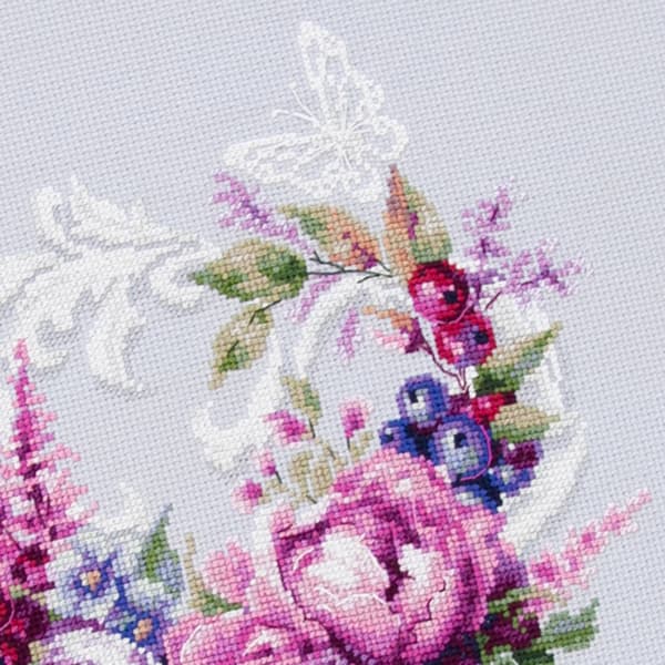 Broderikit Magic Needle "Lilla silkepæoner" 19x27 cm