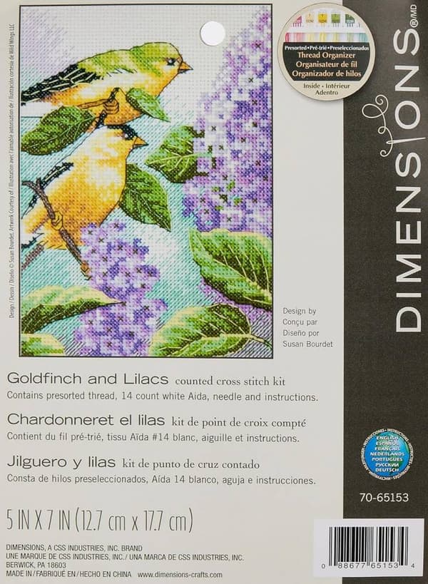 Broderisett Dimensions "Stillits og syriner" 12.7x17.7 cm