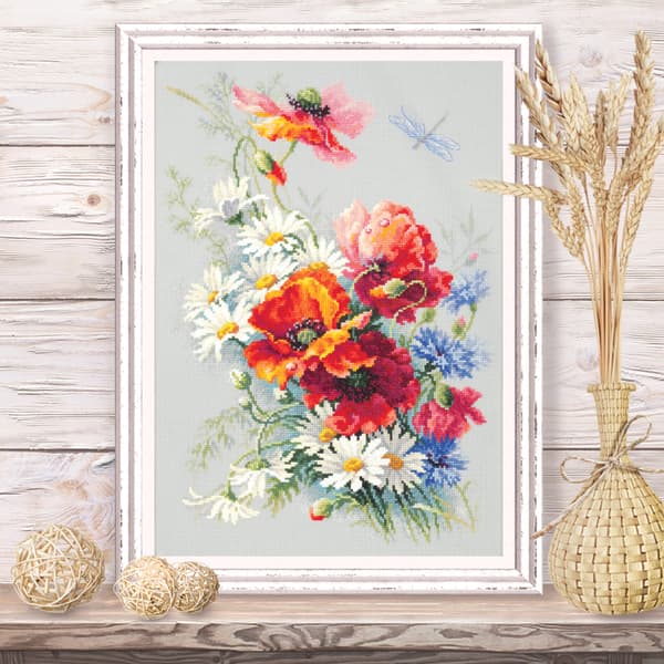 Broderikit Magic Needle "Valmue og præstekrave" 28x39 cm