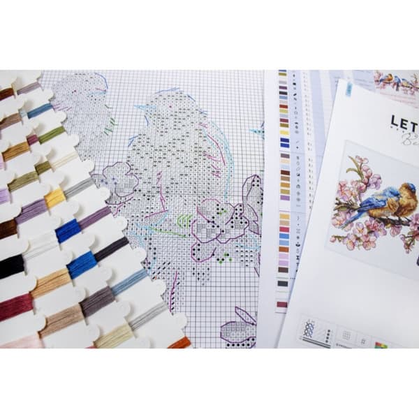Broderisett LetiStitch L8090 - "Vårblomst" 16x27 cm