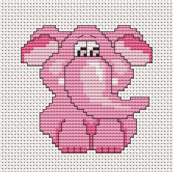 Broderikit Luca-S B042 - "Rosa elefant" 7,5x7,5 cm
