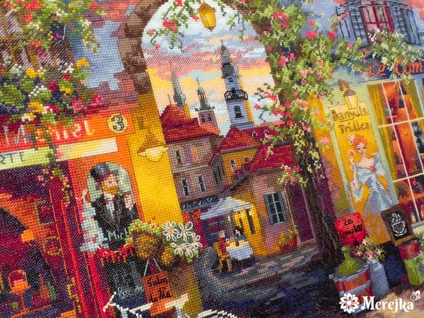 Broderisett Merejka K-227 - "Fransk kafé" 31x39 cm