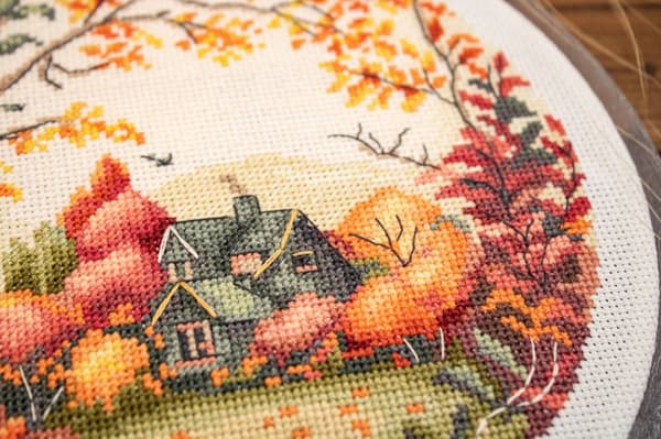 Broderikit med broderiramme Luca-S "Efteråret" 17x17 cm