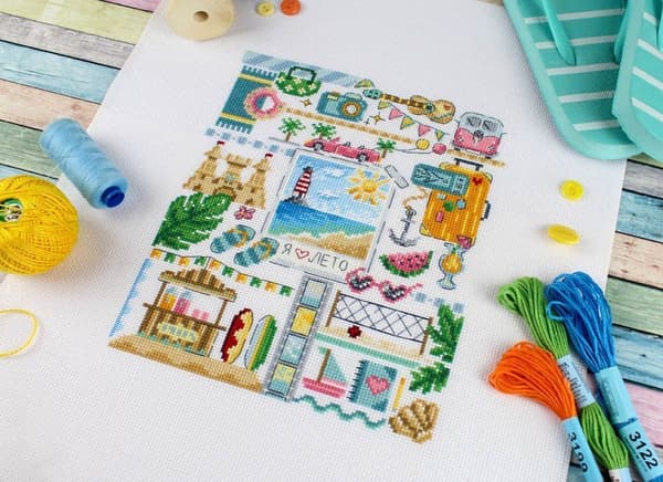 Broderikit MP Studia "Sampler. På stranden" 20x16cm