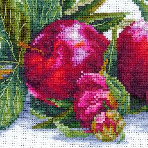 Broderisett Andriana "Epler og pioner" 45x17 cm