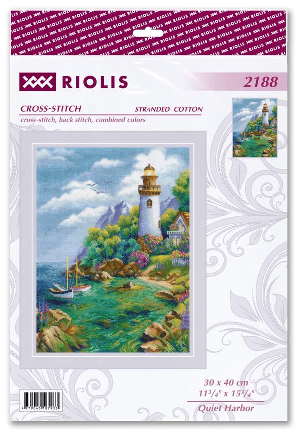 Broderikit med korssting - Riolis "Stille havn" 30x40 cm