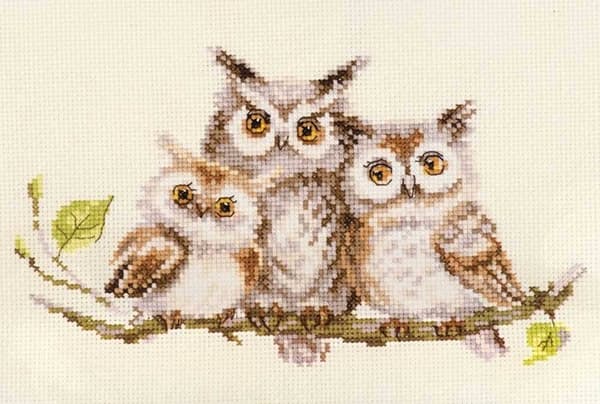 Broderikit Alisa "Ugglor" 22x13 cm
