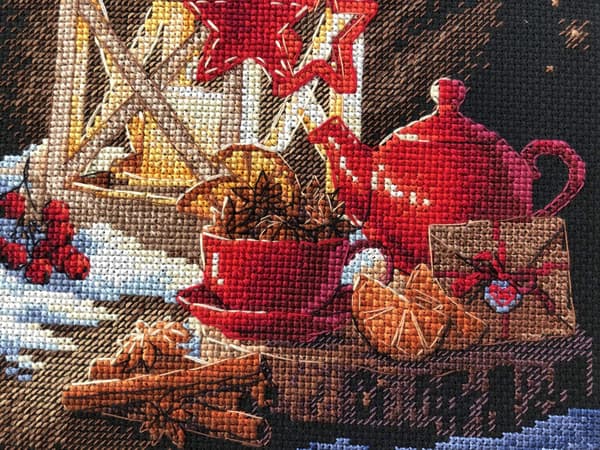 Ristipistopakkaus Riolis "Talvinen teehetki" 18x24 cm