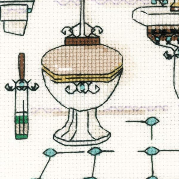 Broderikit Riolis "Badrumsinteriör" 15x15 cm