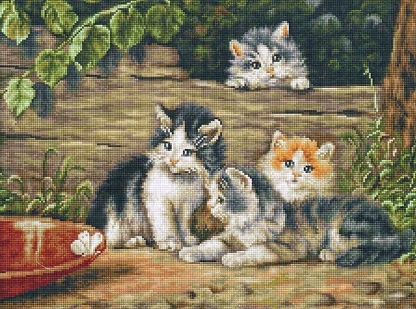 Broderikit Petit point Luca-S "Katterna" 23x18 cm
