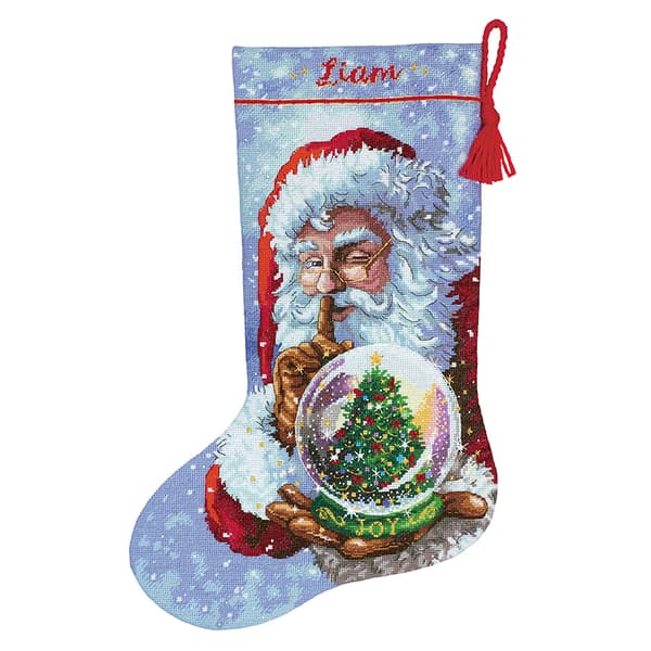 Broderikit Dimensions "Strumpa tomte snöglob" 40 cm