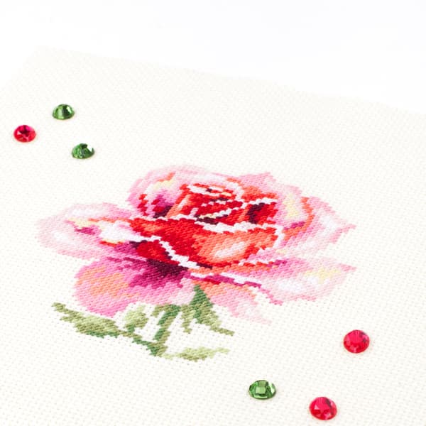 Broderikit Magic Needle "Rosa ros" 11x11 cm