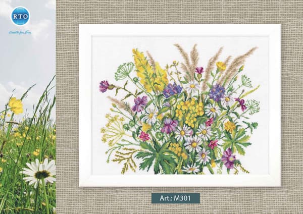Broderikit RTO "Vilde blomster" 40x32 cm