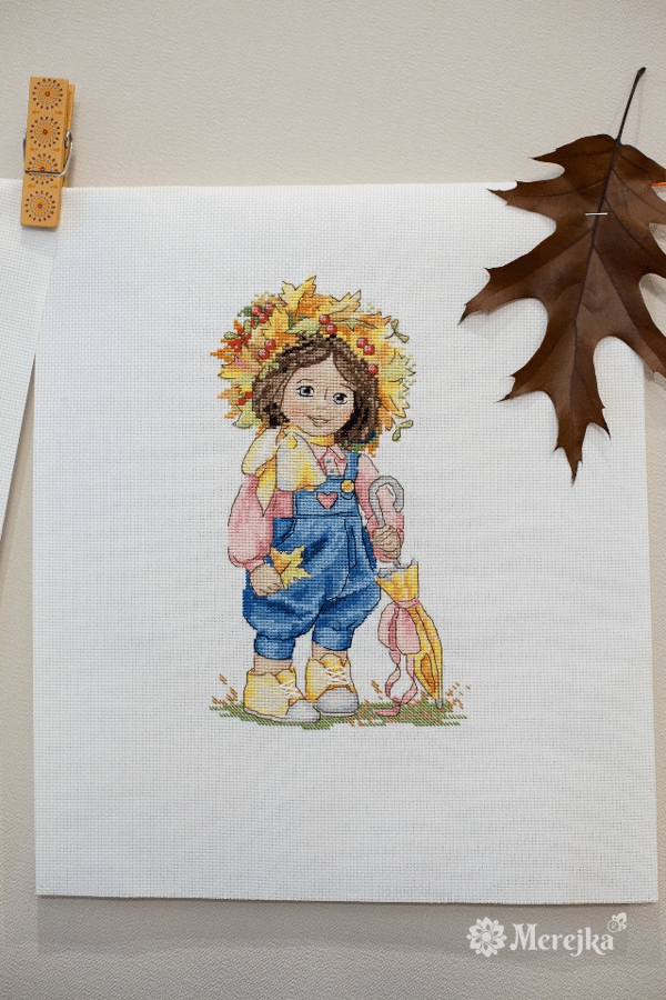 Broderikit Merejka K-100 - "Höstflicka" 23x14 cm