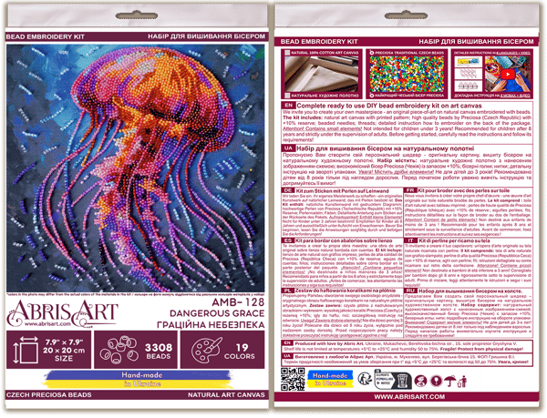 Perlebroderi Abris Art "Farlig ynde" 20x20cm