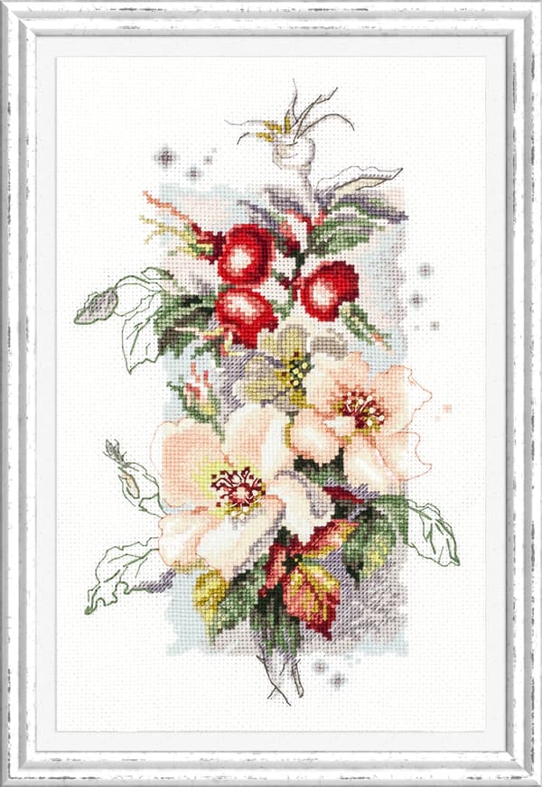 Broderikit Magic Needle "Hybenrose" 14x23 cm
