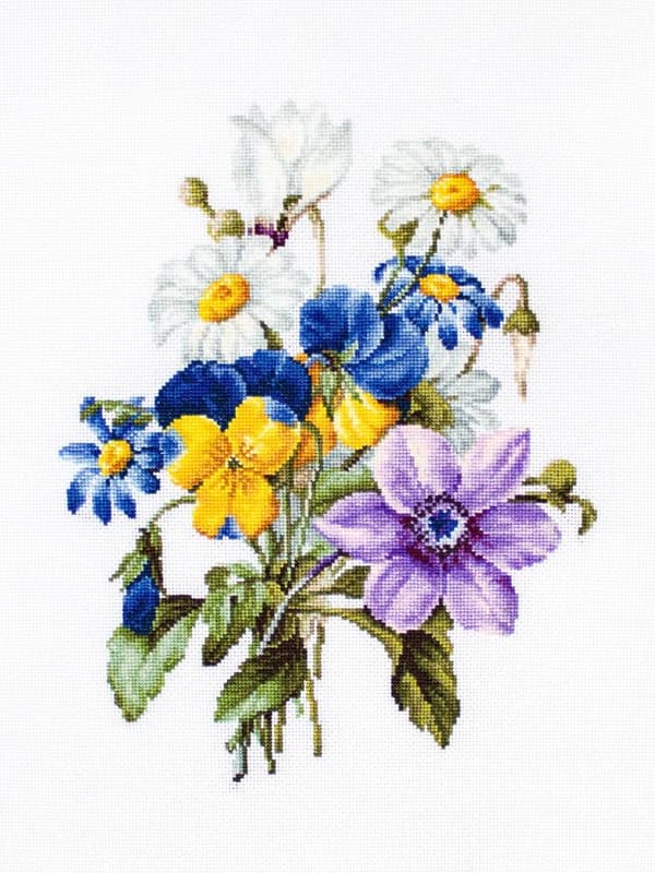 Broderikit Luca-S B2348 - "Buket med blomster" 19x24.5 cm