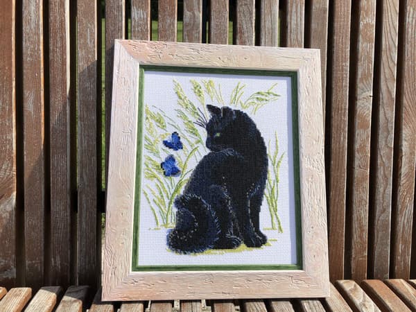Broderikit Riolis "Sort kat" 24x30 cm