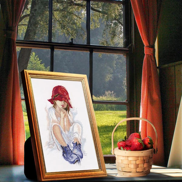 Broderisett RTO "Drømmende jente" 18x28.5 cm