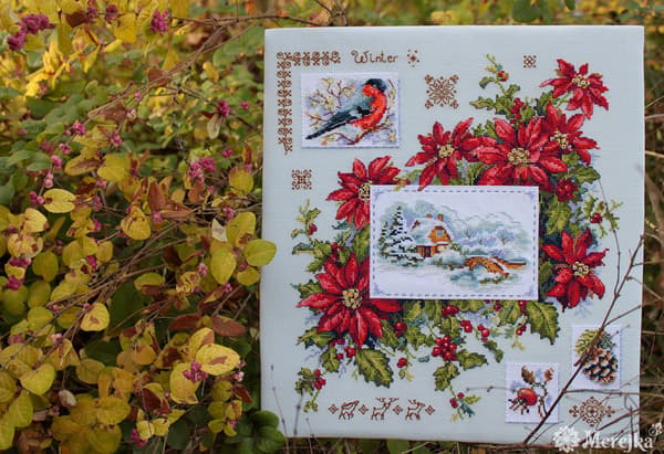 Broderikit Merejka K-119 - "Vinter-sampler" 30x32 cm