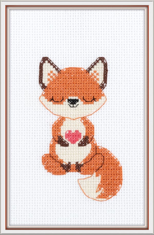 Broderisett Klart "Den forelskede reven" 13x9 cm