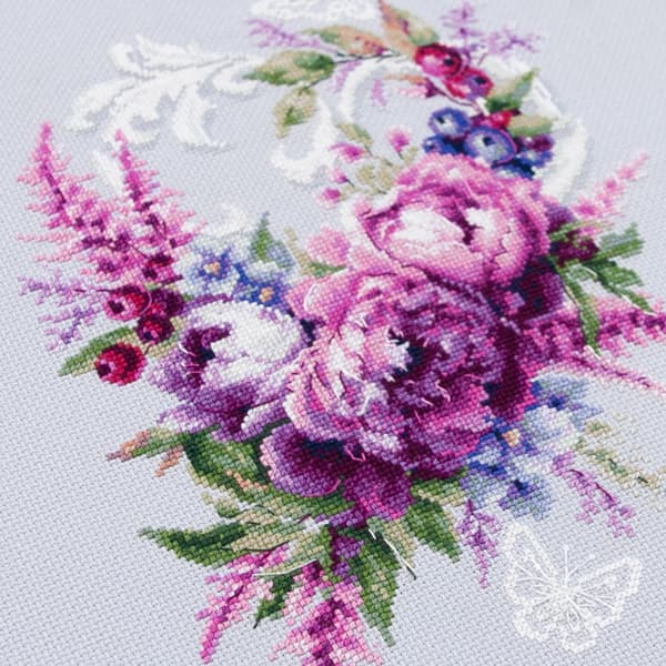 Broderikit Magic Needle "Lilla silkepæoner" 19x27 cm