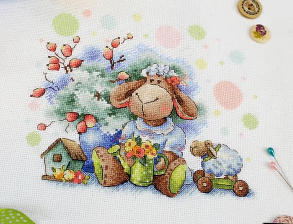 Broderisett MP Studia "Krøllet sau" 20x17 cm