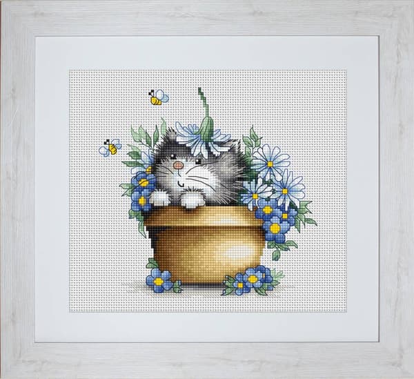 Broderikit Luca-S B1048 - "Killing i blomster" 16x15.5 cm